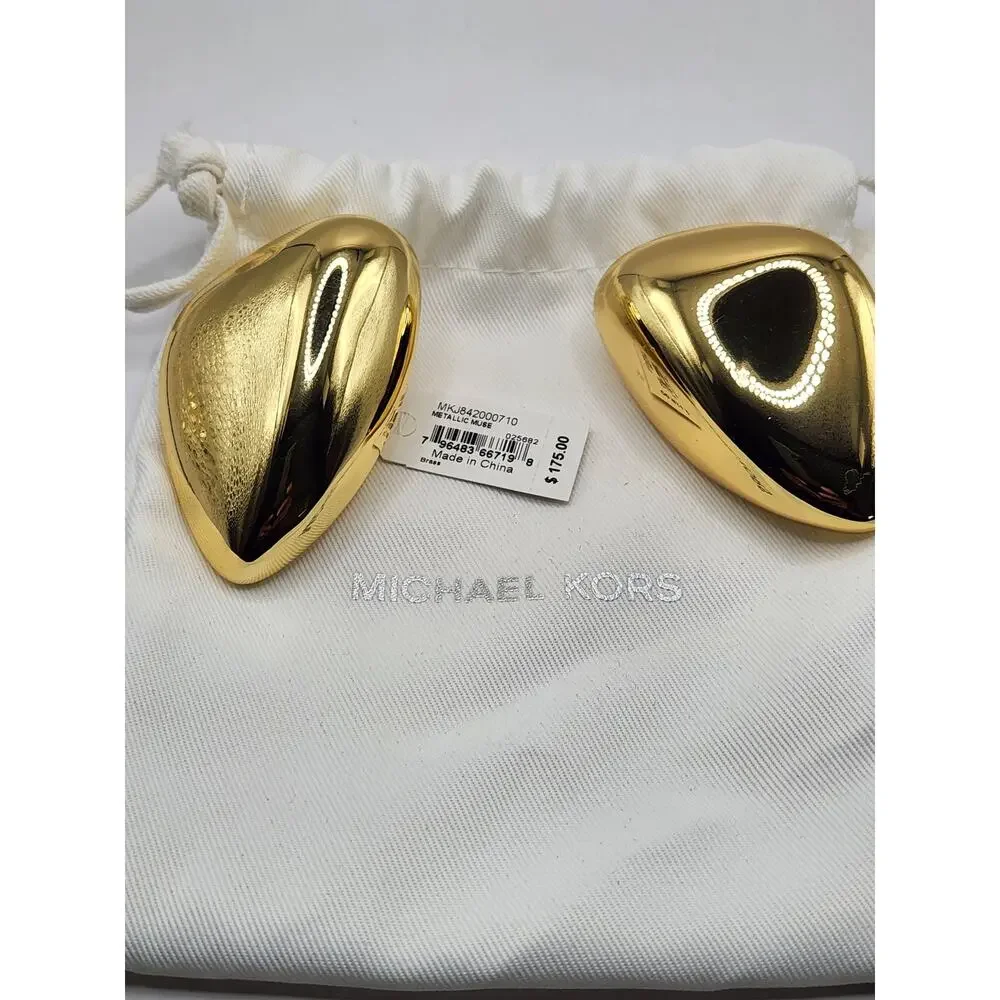Michael Kors Metallic Muse Brass Pebble Statement Earrings - NWT
